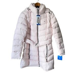 Tommy Hilfiger Women's Heavy Weight Belted Puffer With Silver Hardware Large NWT